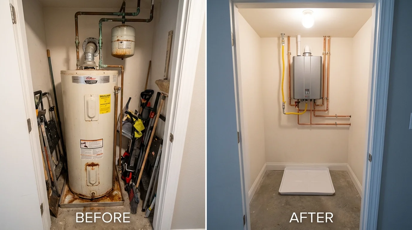 Tank water heater versus wall-mounted tankless unit comparison for Youngstown, FL homeowners